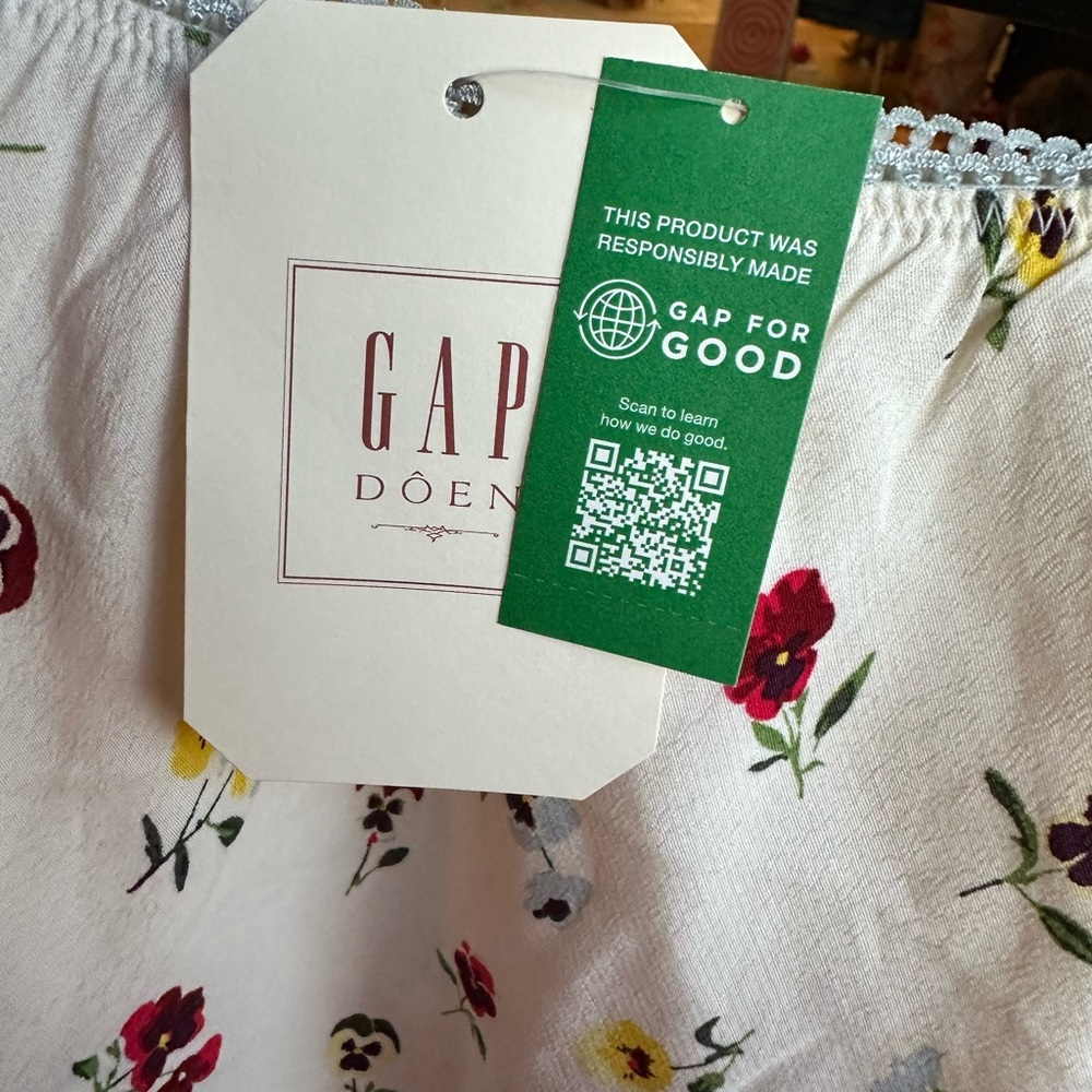 NWT GAP x Doen Cream A-Line with Floral Print 6/7 - Picture 3 of 4